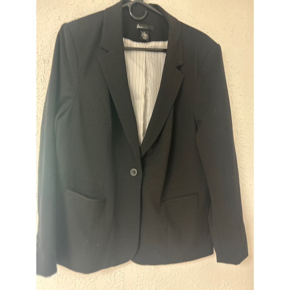 Lane Bryant Womens Black Single Button Blazer Pinstripe Lining Plus Size 20